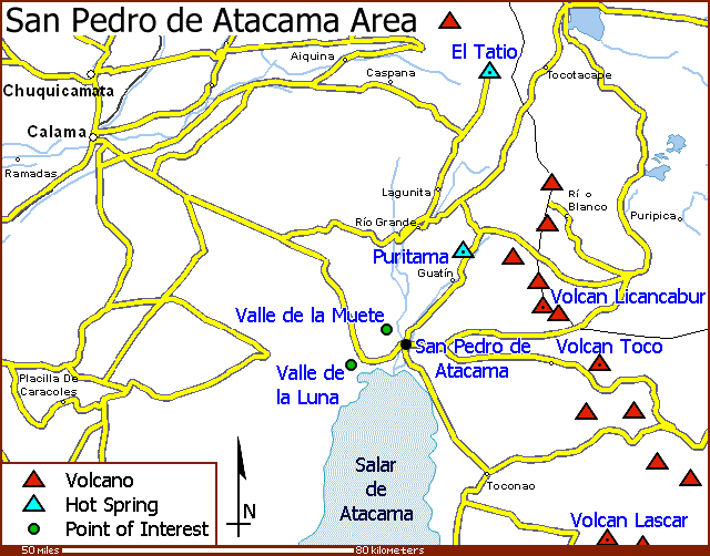Map of the San Pedro de Atacama area