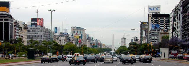Buenos Aires. The broad avenue is Avenida 9 de Julio, with the Obelisk sitting in the center.