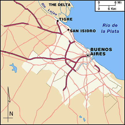 Map of Buenos Aires and surrounding area