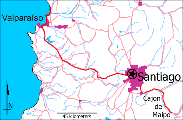 Map of central Chile