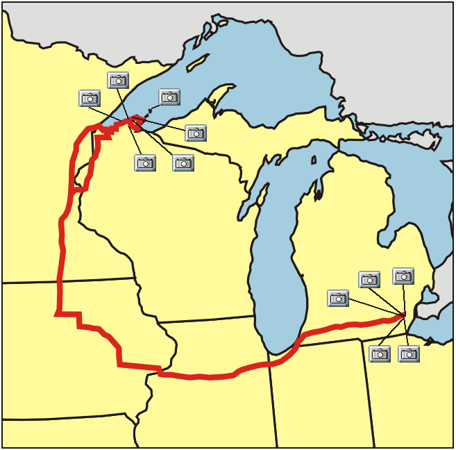 Map of travel routes