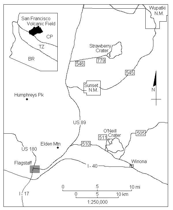 Location of Strawberry and O'Neill Craters