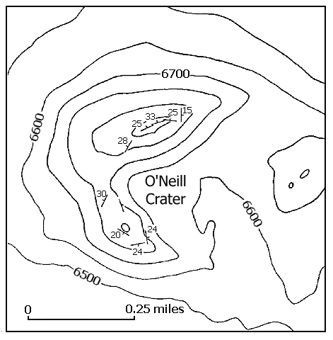Bedding orientations in the rim of O'Neill Crater